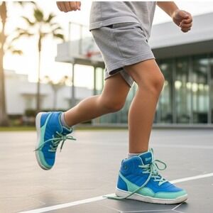 SHAQ Youth High-Top Basketball Sneakers Blue Mint Green Sport Shoes -‎ Size 2D